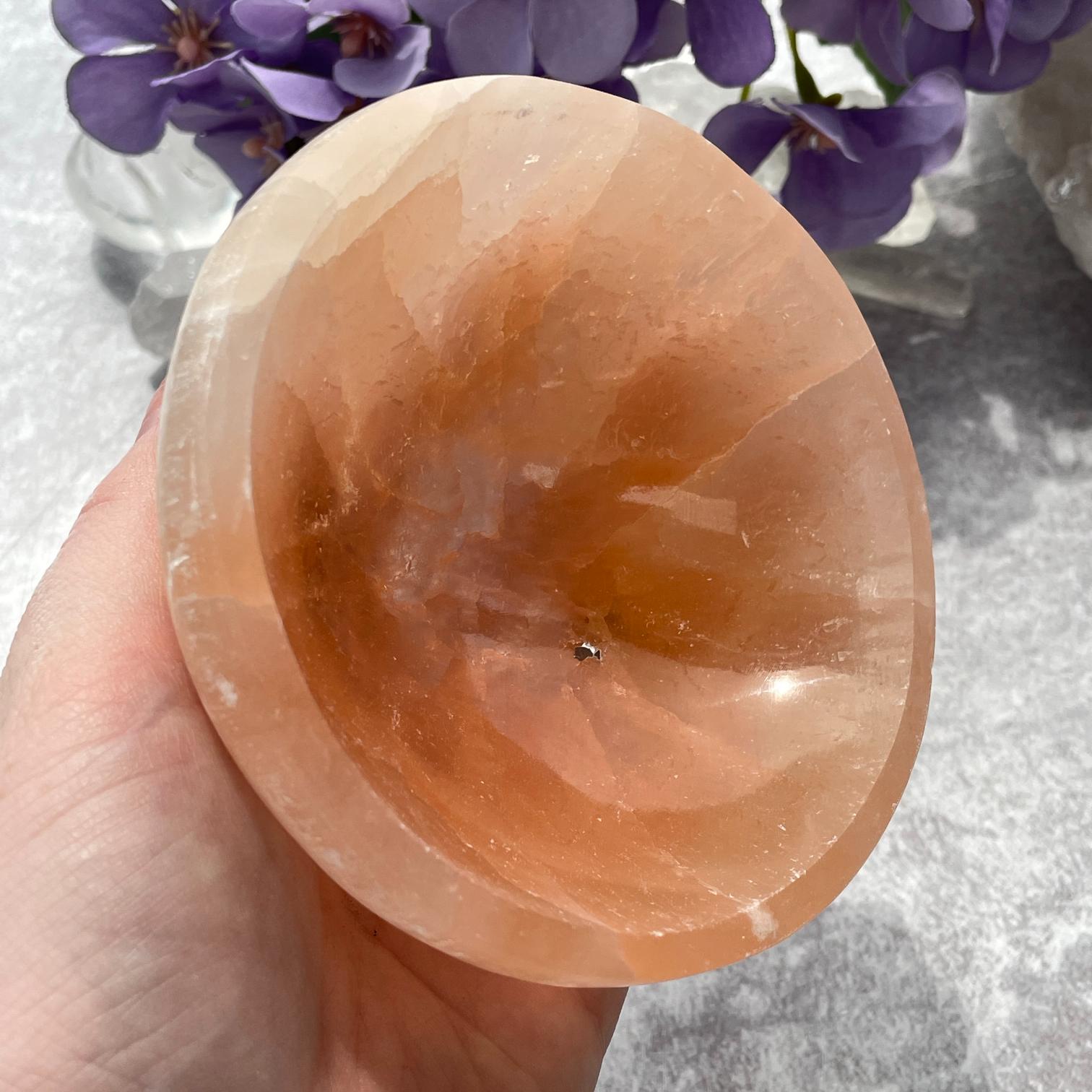 Selenite Bowl - Peach/Orange 10cm Selenite Bowl - Peach/Orange 10cm